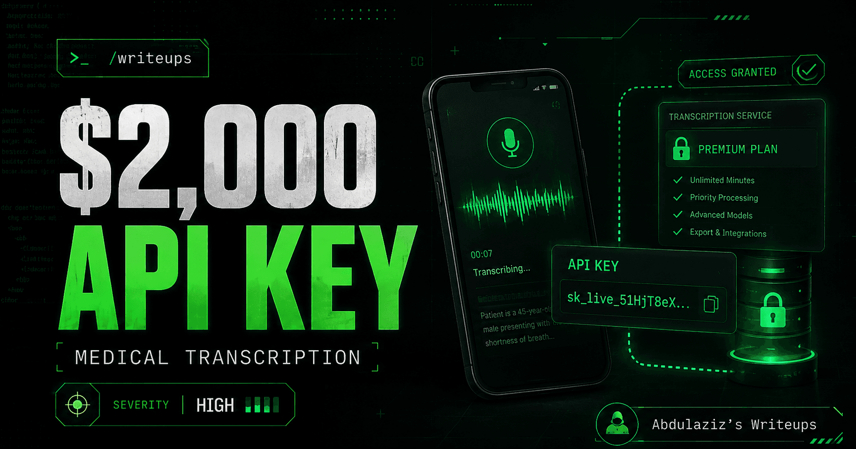 A $2,000 API Key: Unauthorized Access to Paid Medical Transcription